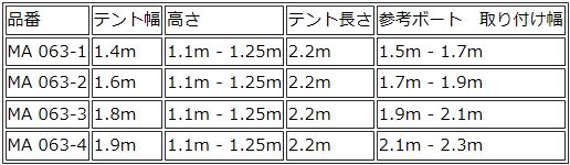 MA０６３　サイズ　表